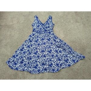 Boden Dress Womens 6R Blue Sleeveless Lorna Faux Wrap Jersey Fit & Flare Midi